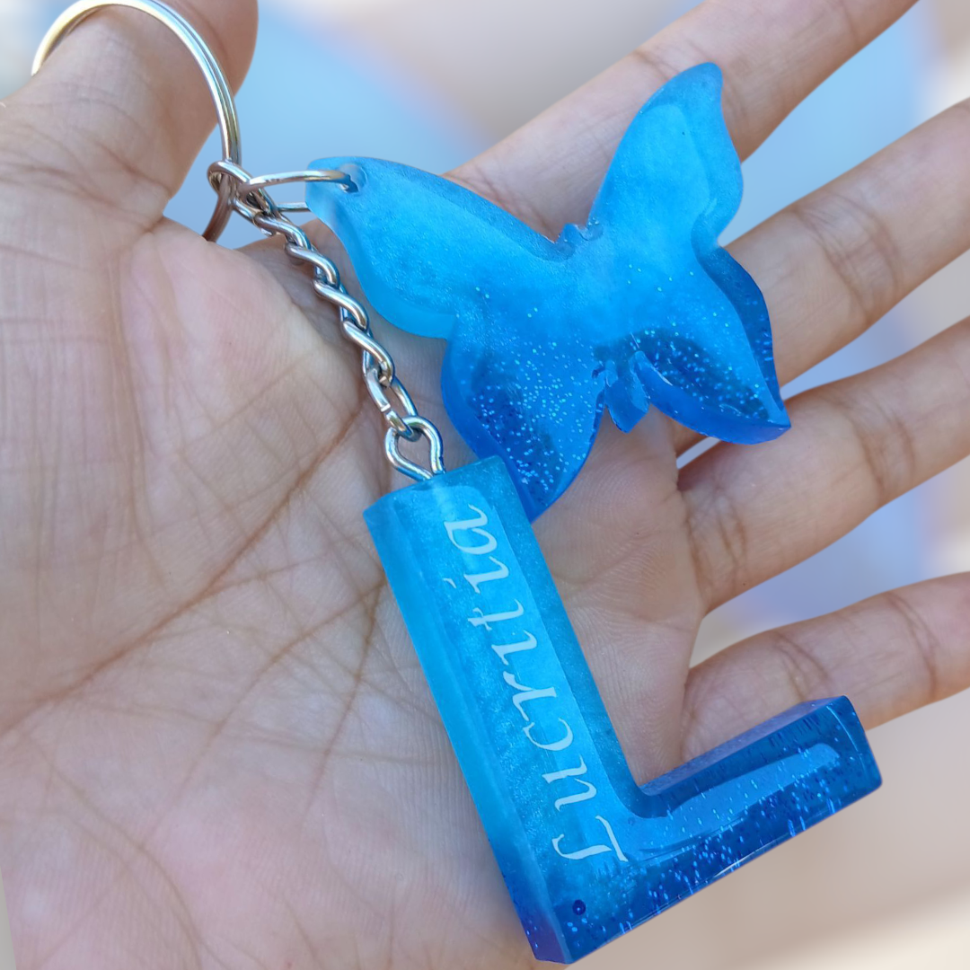 Misty Initial Keychain with butterfly accessory